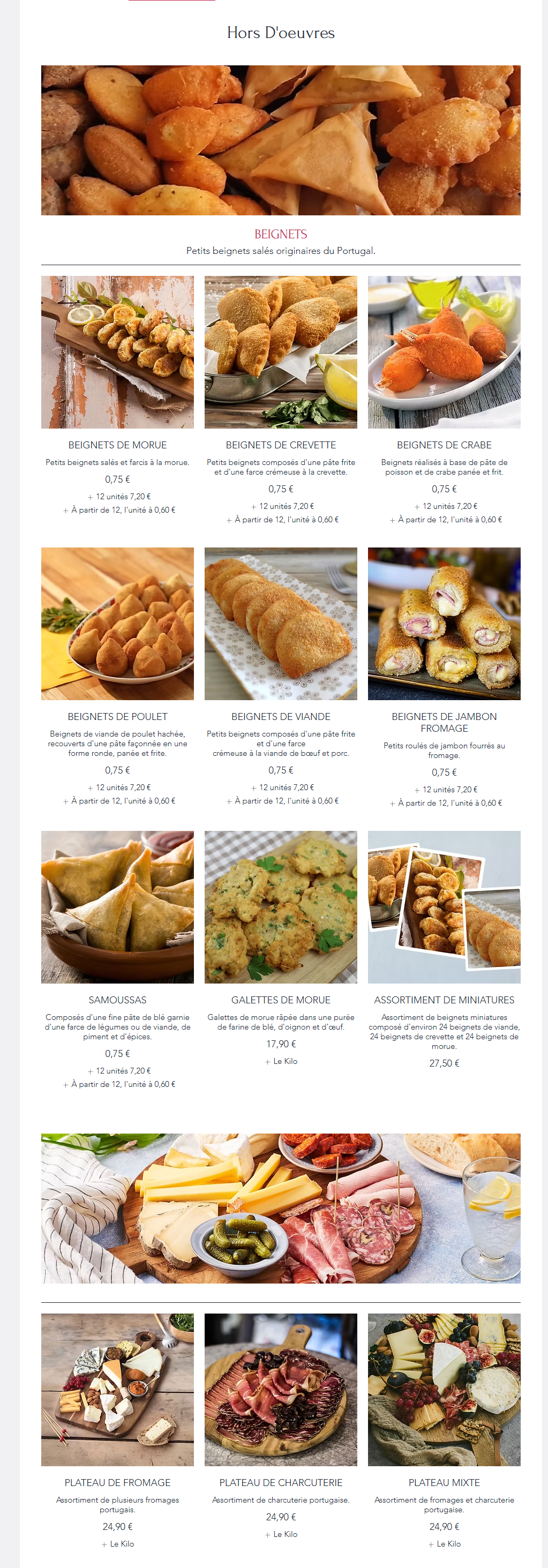 O Cantinho Portugues — menu