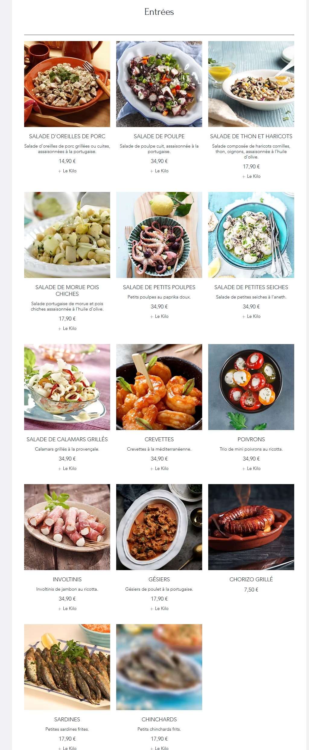 O Cantinho Portugues — menu
