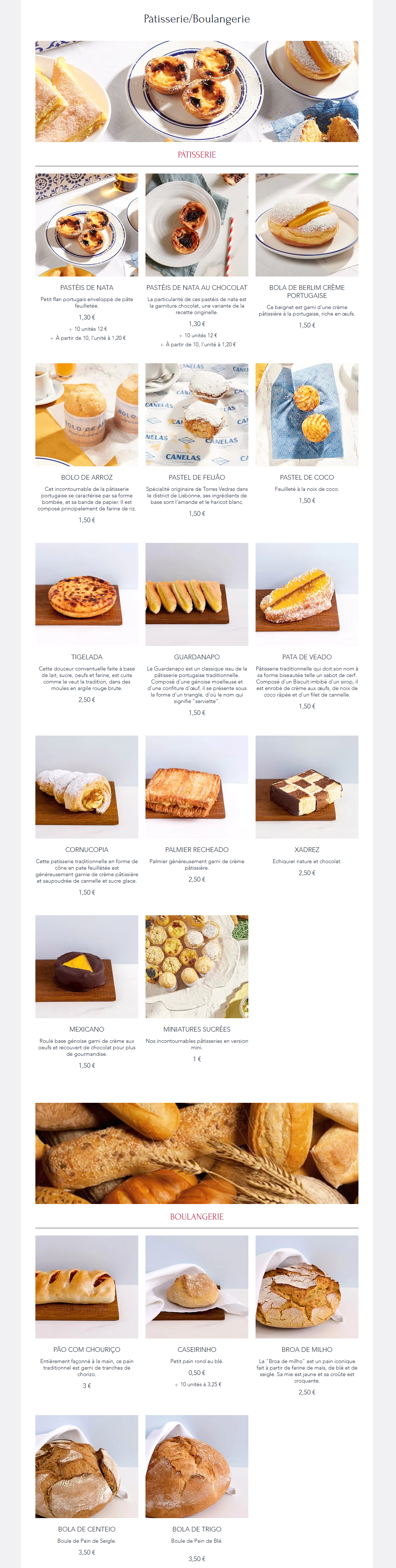 O Cantinho Portugues — menu