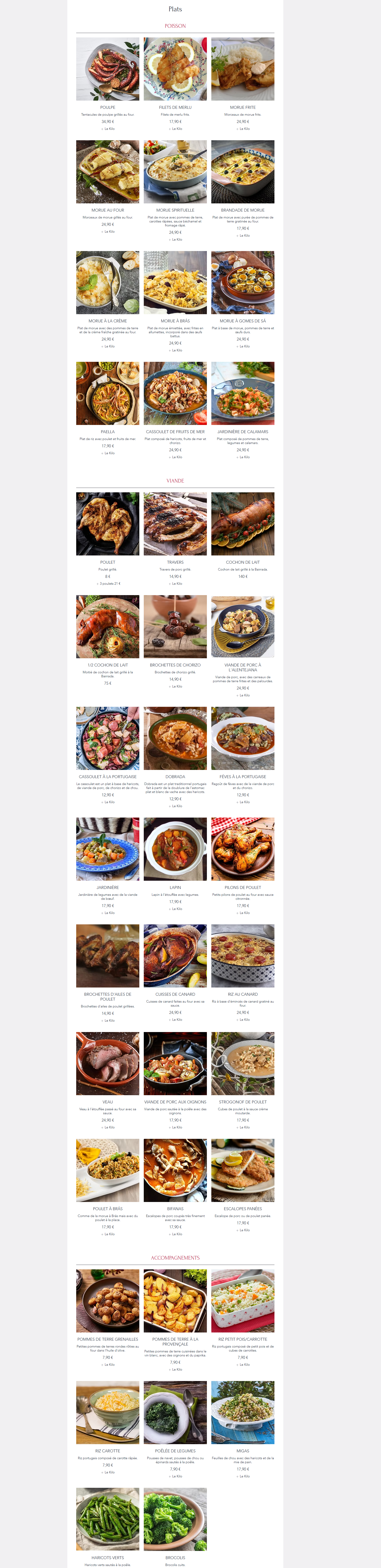 O Cantinho Portugues — menu
