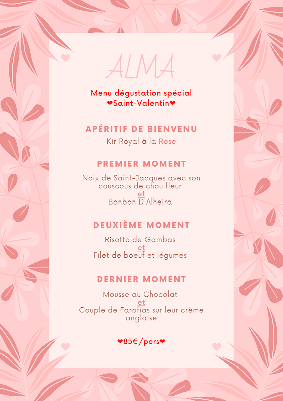 ALMA Restaurant — menu