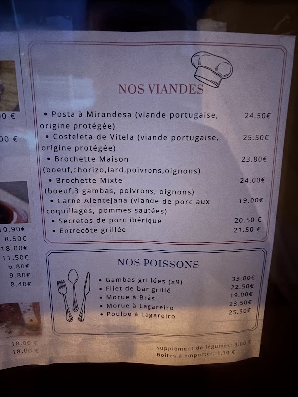 Chez Maria — menu