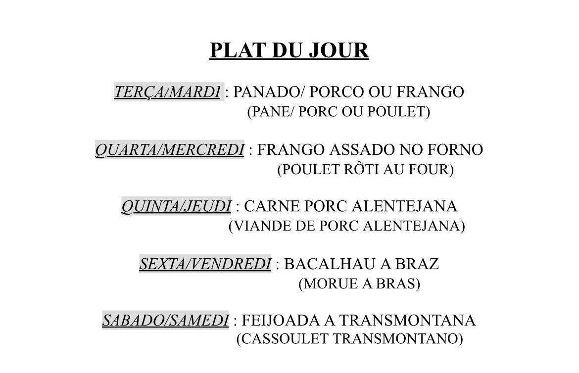 Aromes Du Portugal — menu