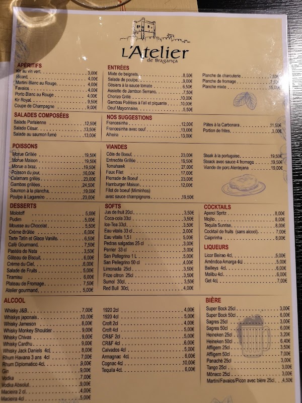 L'Atelier — menu