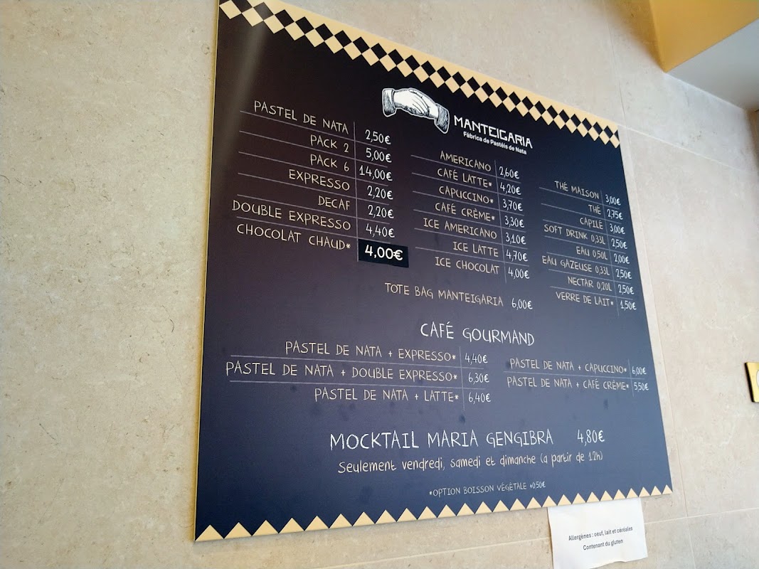 Manteigaria - Fábrica de Pasteis de Nata Saint-Lazare — menu