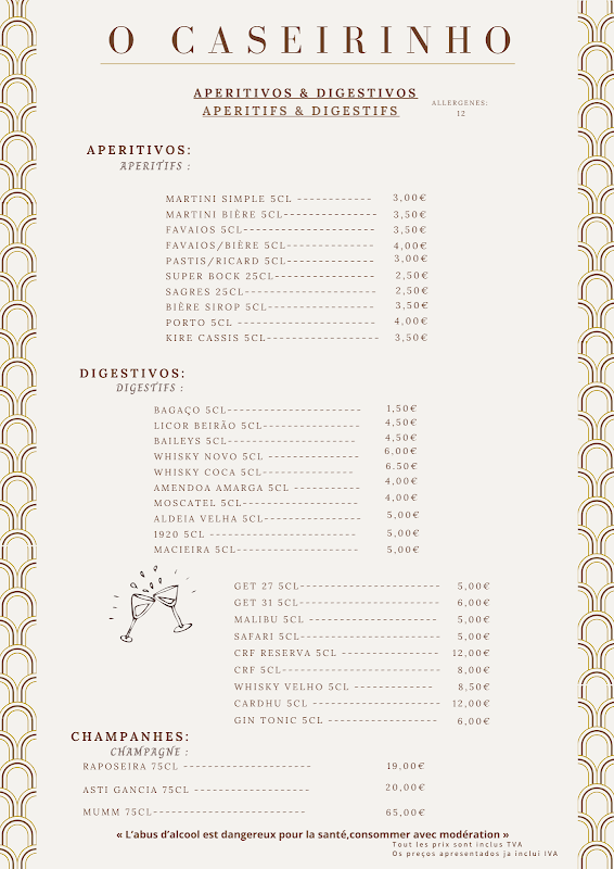 O Caseirinho — menu