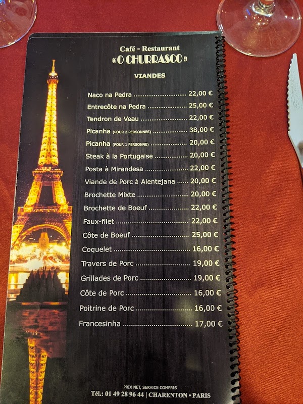 O Churrasco — menu