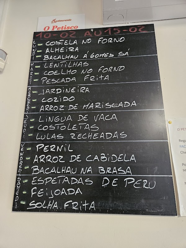 O petisco — menu
