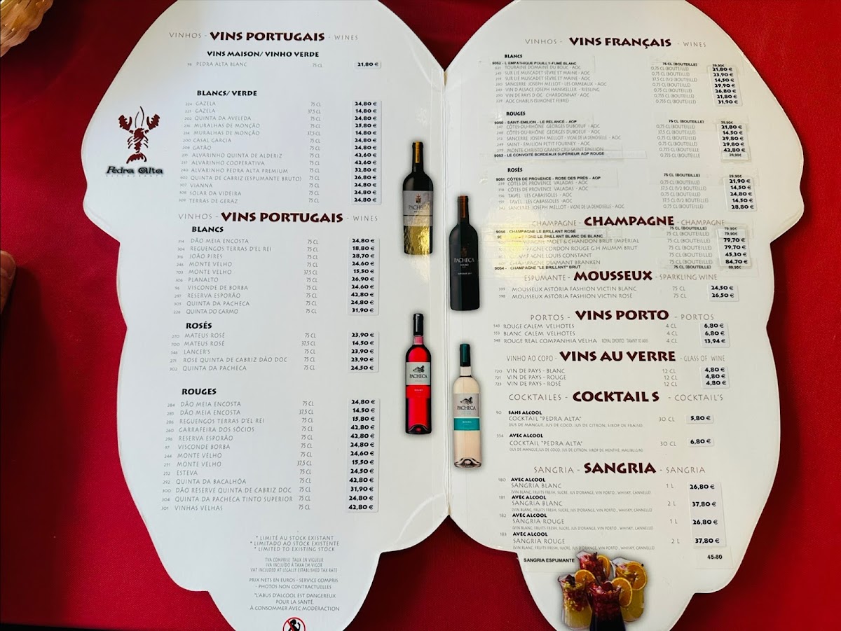 Pedra Alta Bastille — menu