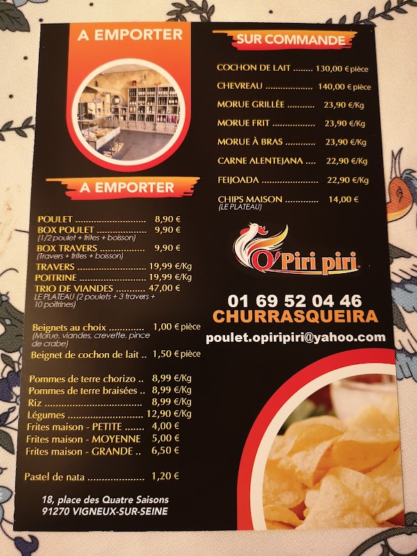 Poulet O’ Piri Piri — menu