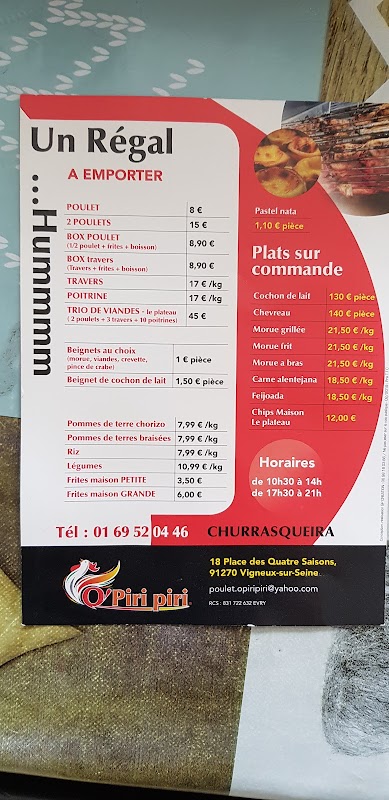 Poulet O’ Piri Piri — menu