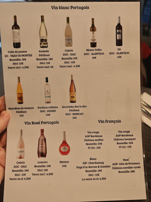 Restaurant O Douro Paris — menu